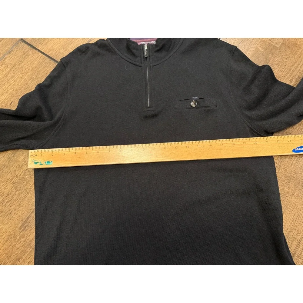 Ted Baker London Mens Black Quarter Zip Pullover Textured Sweater Size 5 XL